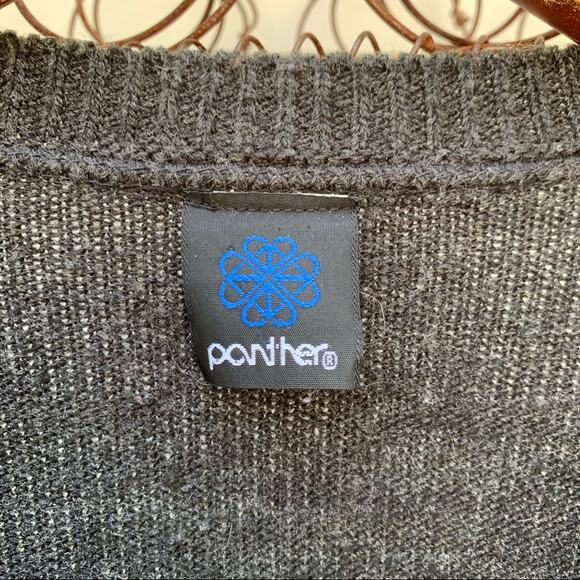 Vintage panther moody black red gold floral button down cardigan sweater LARGE? - Picture 4 of 6